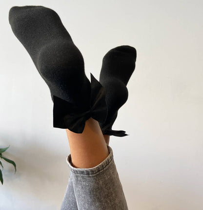 Sockette-Elisa Schwarze Socken mit Schleife