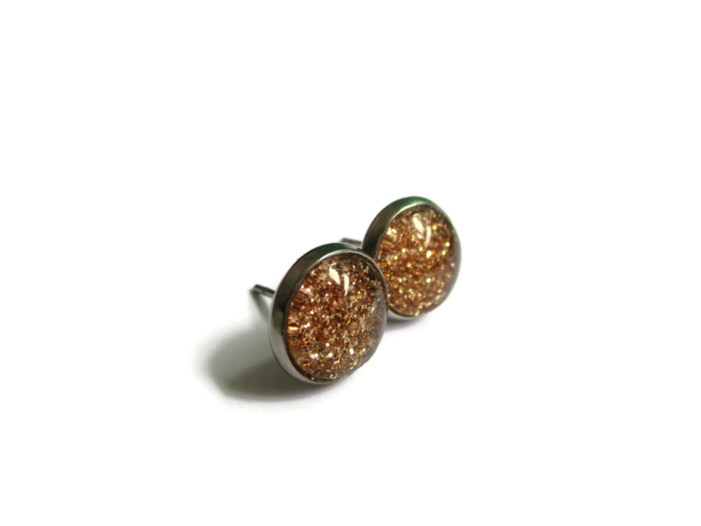 Goldene Glitzer-Ohrringe: Silber