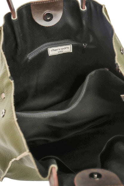 Cherry Paris-Handtasche aus genarbtem Rindsleder in oliv