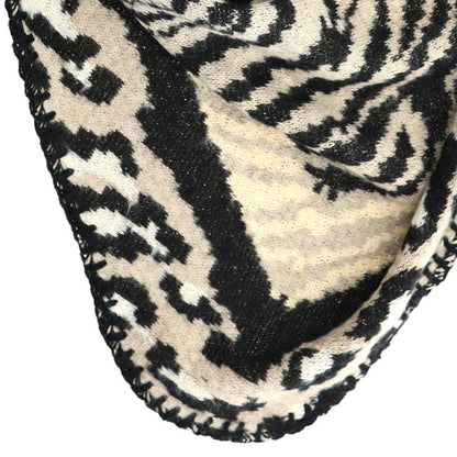 LOT83 Schal Schwarz/Creme – Damen-Schal mit Animalprint-Mix & Lederband | Trendiges Winter-Accessoire