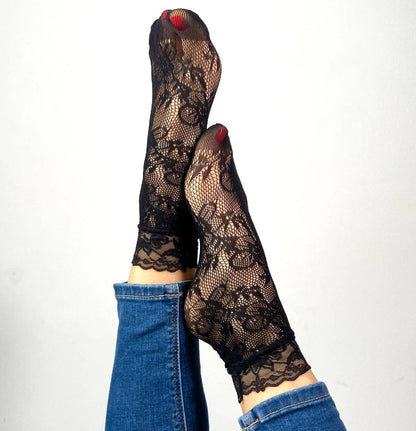 Sockette-Audrey - Spitzen- und Netzsocken, 3er-Pack