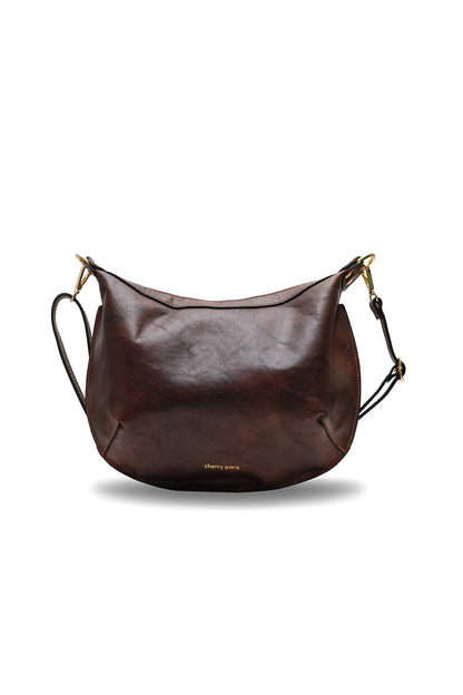 Cherry Paris Halfmoon Bag in dunkelbraun, echtes Rindsleder