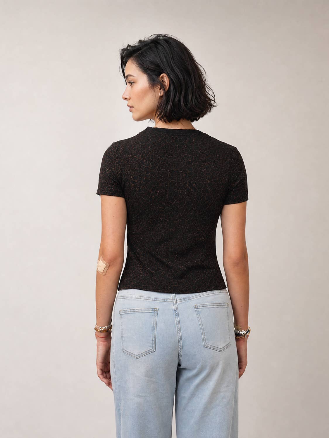 Shirt // Cropped mit Glitzer in Leoprint
