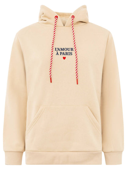 Zwillingsherz-Hoodie  „Paris Dackel", in Beige