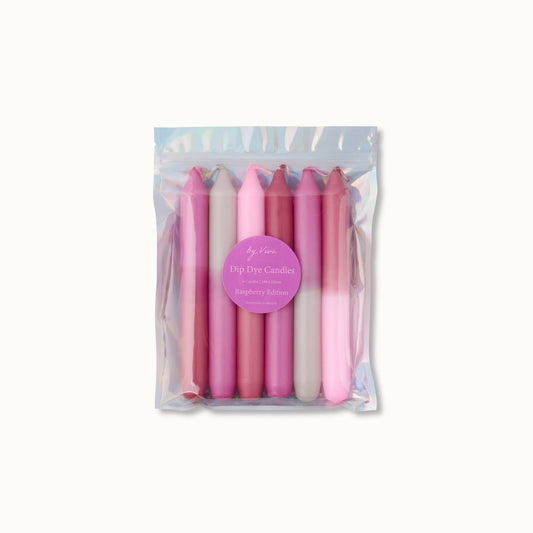Dip-Dye-Kerzen im Set: Himbeer-Edition