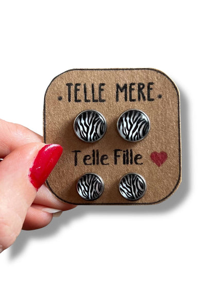 Zebra-Herz Ohrstecker Set „Telle Mère – Telle Fille“ | Dans l’air du temps bijoux