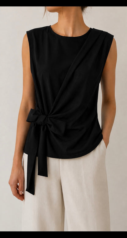 Top mit Schleife // in schwarz und khaki