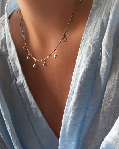 Helles Paris-SPARKLY HALSKETTE, Kristallplättchen, versilbert