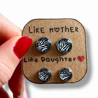 Zebra-Herz Ohrstecker Set „Telle Mère – Telle Fille“ | Dans l’air du temps bijoux
