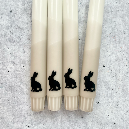 Wolkenreich-Dip Dye Kerzen Ostern | Osterhase beige-schwarz | 4er Set 