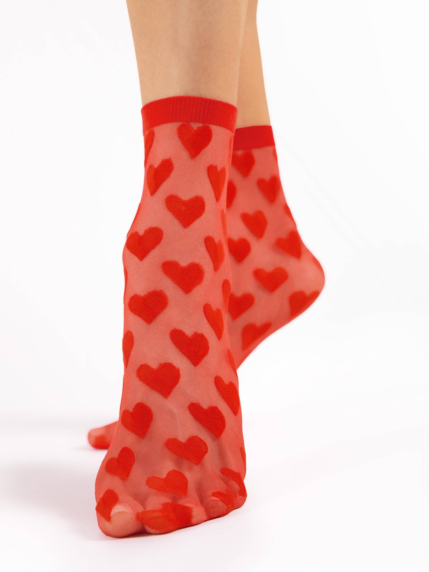 Sockette: Herz-Mustersocken ROT