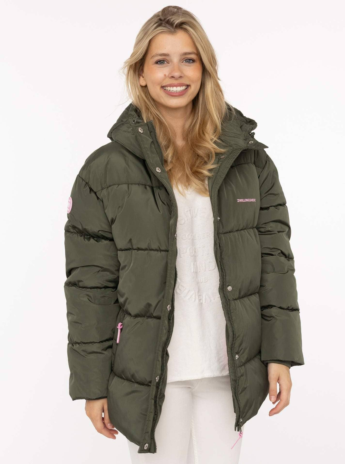 Zwillingsherz- Steppjacke "Love More": Grün