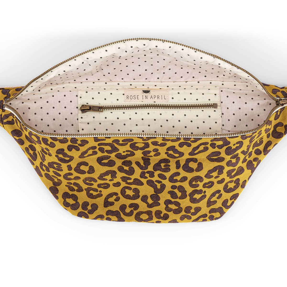 Rose in April- Damen-Bauchtasche Grau Caramel mit Leopardenmuster