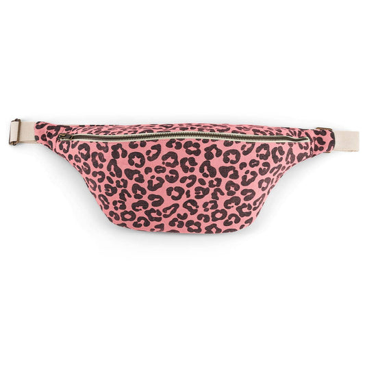 Rose in April-Damen Bauchtasche Grau mit Leopardenmuster: ERDBEERE / Grau