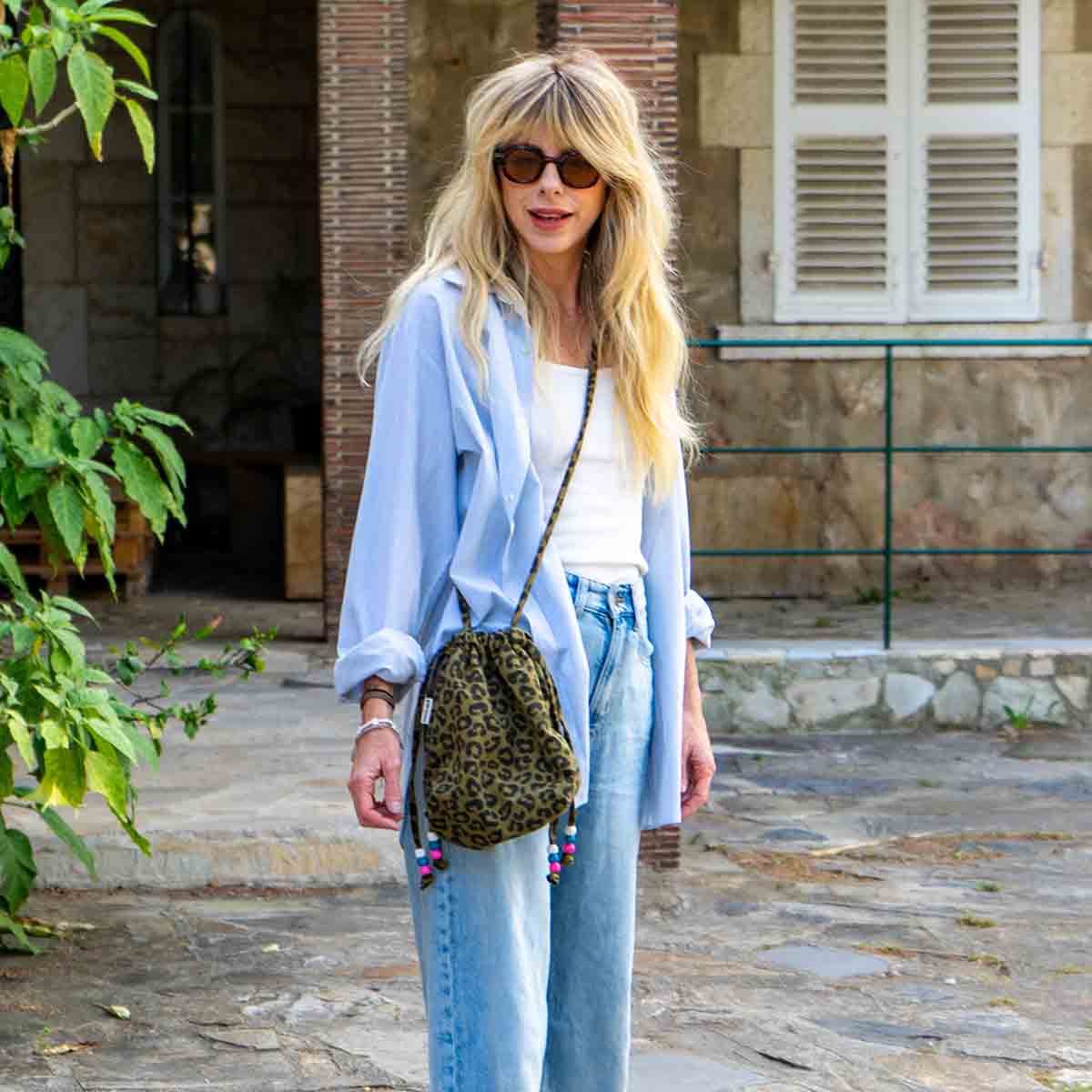 BILLIE PALOMA GRAOU OLIVE - Umhängetasche mit Leopardenmuster