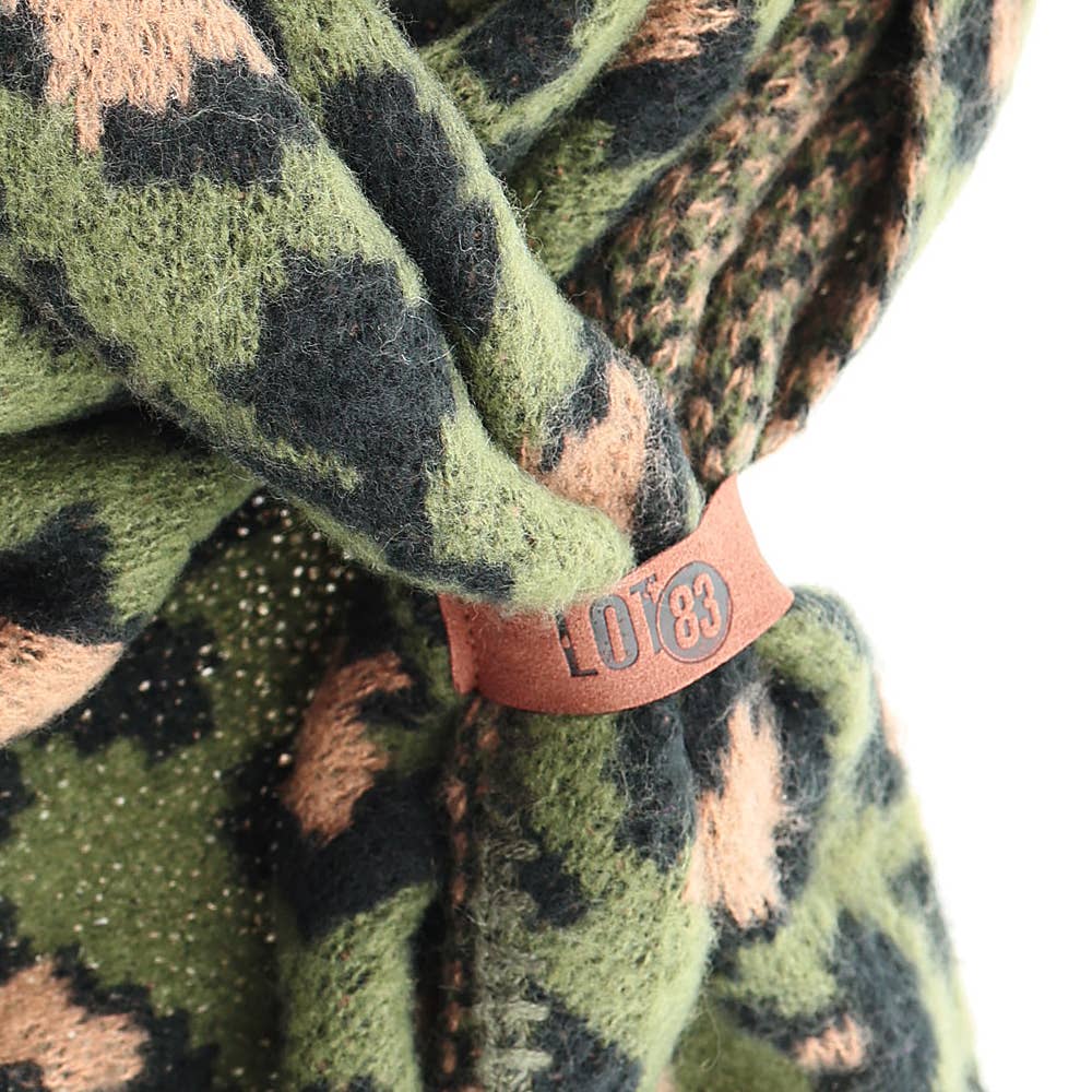 Lot83-Schal Nina Leopard Khaki, kuschelig