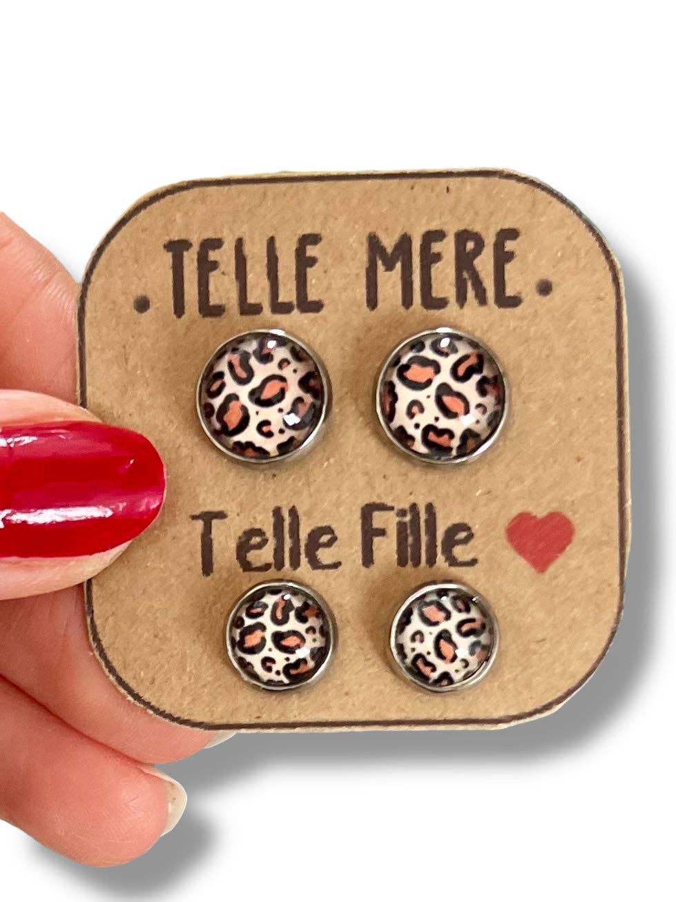 Mutter/Tochter Ohrringe mit Leopardenmuster: Français