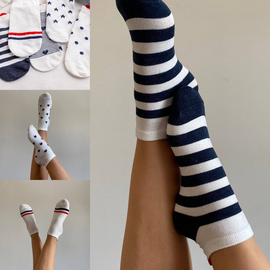 Set Segelsocken mit Herzlasche - 5 Paar