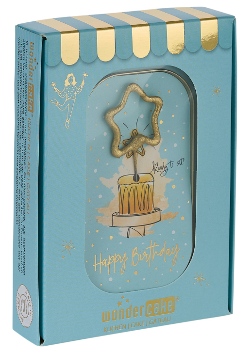 Wondercandle-Happy Birthday blau Wondercake deluxe blau Stern gold