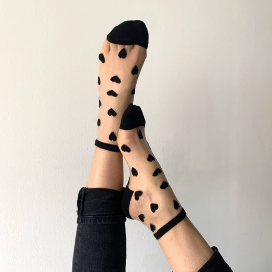 Schwarze Herzsocken - LAURE Söckchen