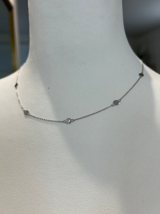 Leaf Jewelry- Halskette mit Plättchen, kurz, 925 Silber rhodiniert