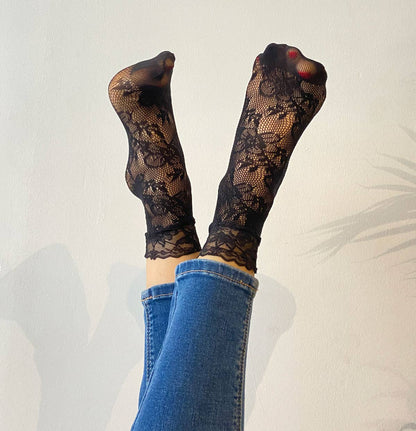 Sockette-Audrey - Spitzen- und Netzsocken, 3er-Pack