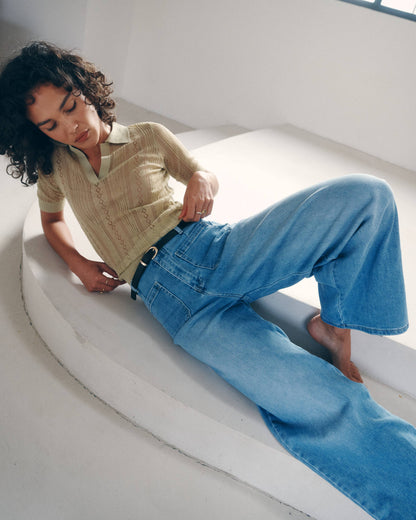 Wide-Leg Jeans „Nolia“ – High Waist, Hellblau, mit Taschen
