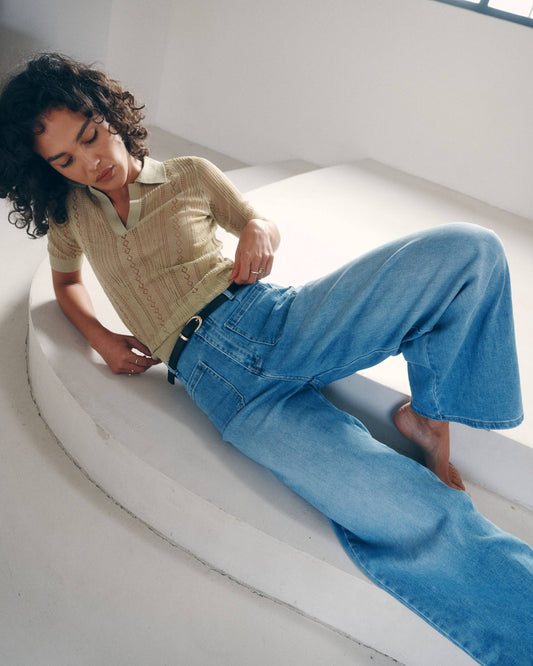 Wide-Leg Jeans „Nolia“ – High Waist, Hellblau, mit Taschen