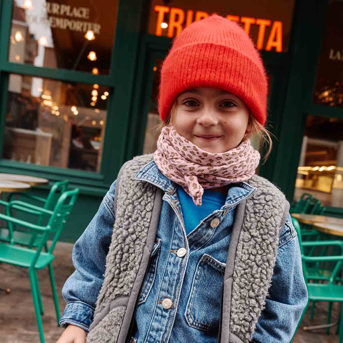 Rose in April- HalsTuch mit LEOPARDENMUSTER in BONBONROSA: MINI-LEOPARD / L 110*110