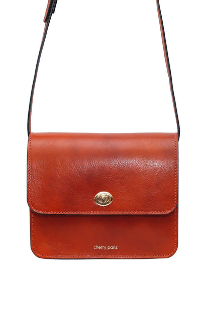 Cherry Paris-Crossbody Tasche in Cognac aus Leder