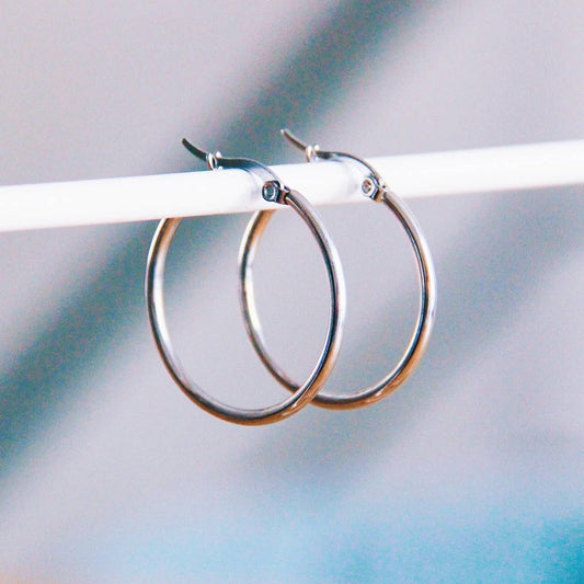 Kreolen aus Edelstahl 30mm „Basic“ - Silber