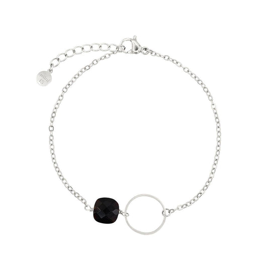 Mint15-Infinity-Armband - Schwarzer Obsidian: Silber