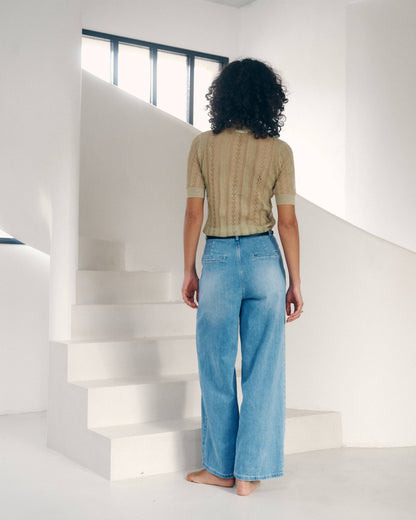 Wide-Leg Jeans „Nolia“ – High Waist, Hellblau, mit Taschen