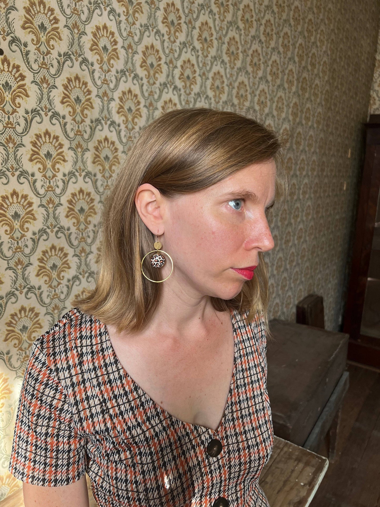 Creolen-Ohrringe mit Leopardenmuster in Gold- oder Silberoptik: Gold