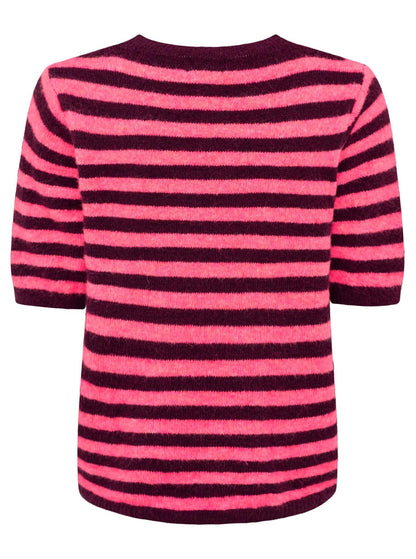 Kurzarm Pullover Wollmix in Pink mit Herz, von Zwillingsherz