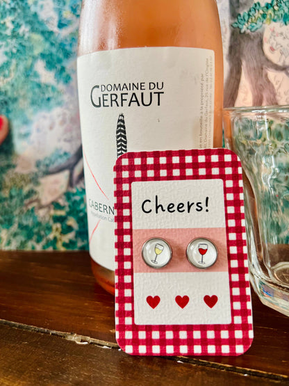 Dans lˋair du temps bijoux-Weinglas Ohrstecker „Cheers!“ – Kleine Gläser, große Lebensfreude