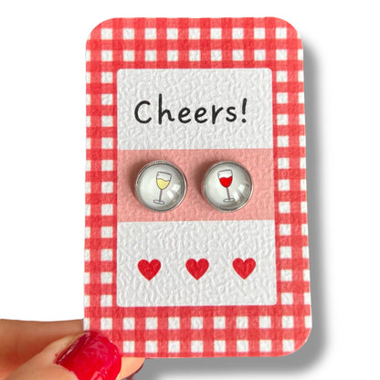 Dans lˋair du temps bijoux-Weinglas Ohrstecker „Cheers!“ – Kleine Gläser, große Lebensfreude