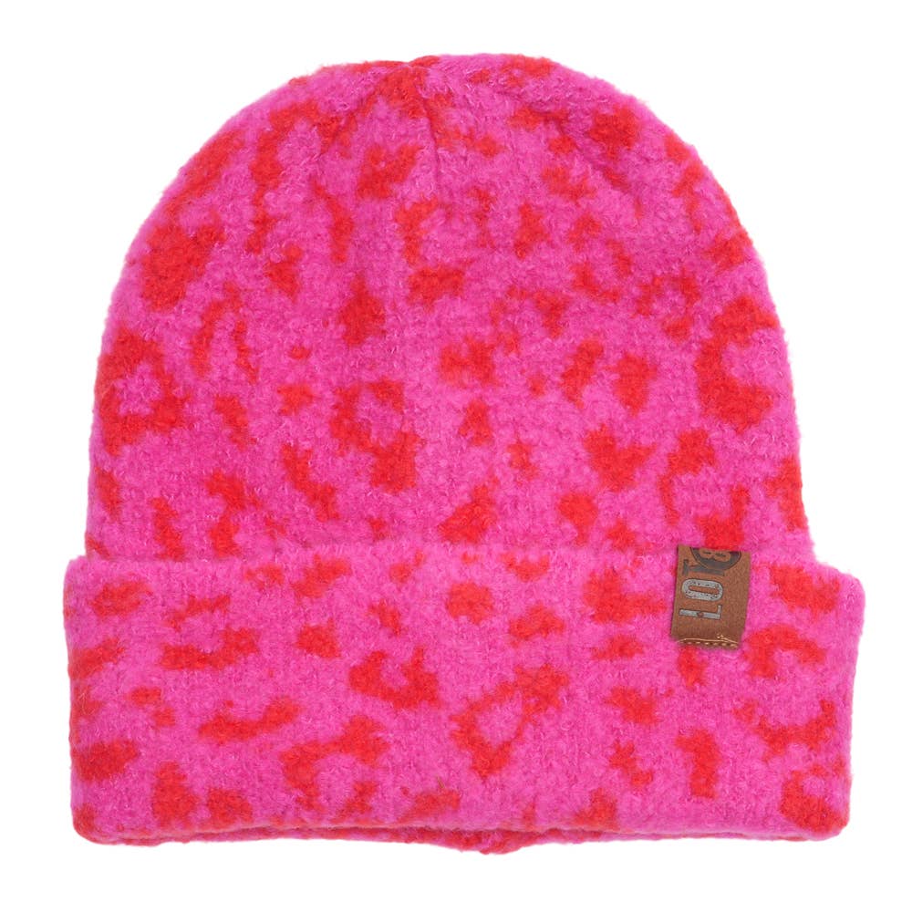 Lot83 Beanie Suus Leopard Rot/pink, so kuschelig warm