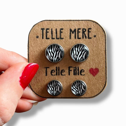 Zebra-Herz Ohrstecker Set „Telle Mère – Telle Fille“ | Dans l’air du temps bijoux