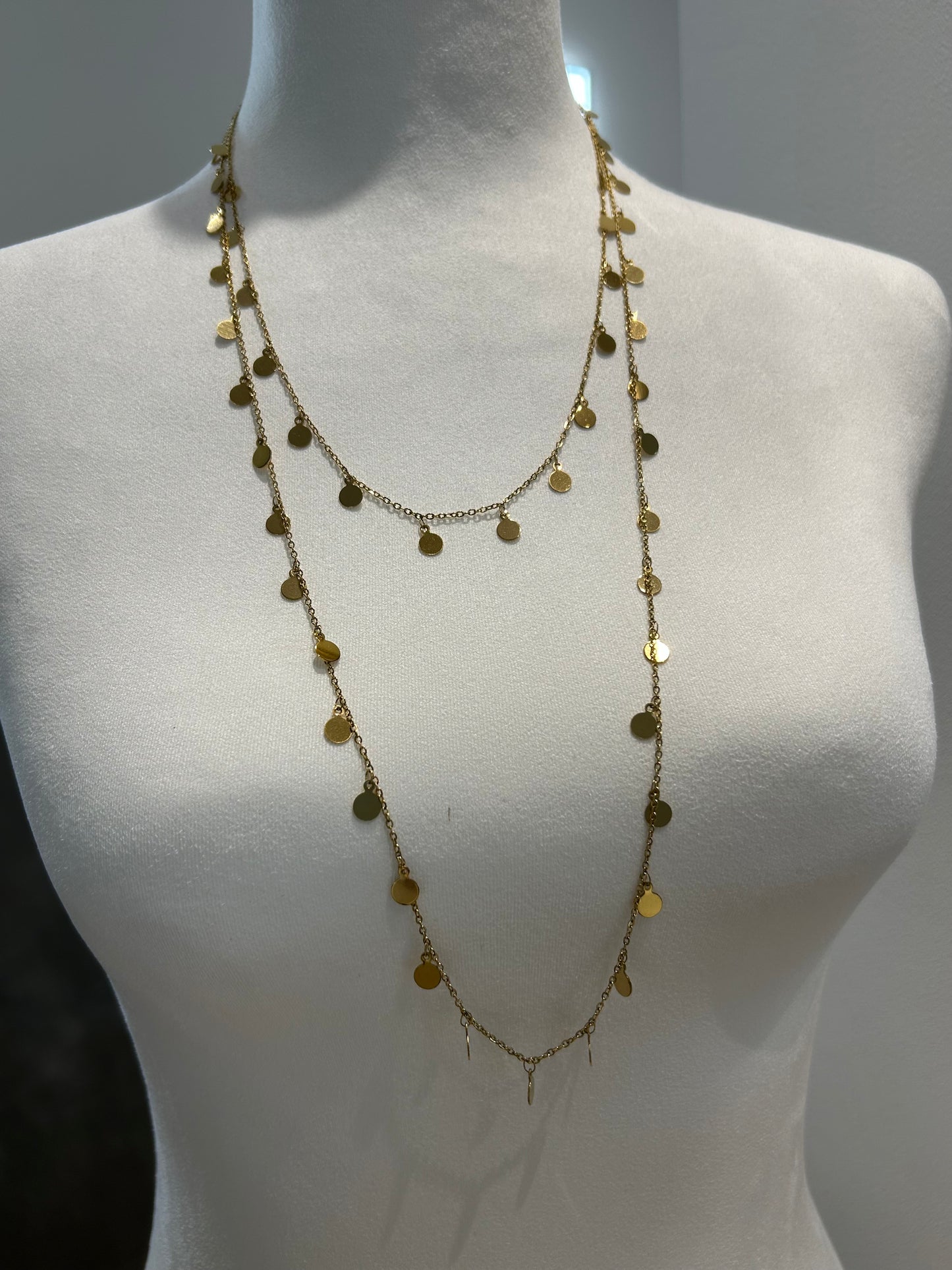 Bazou-Goldene Plättchen-Halskette im Layering-Look