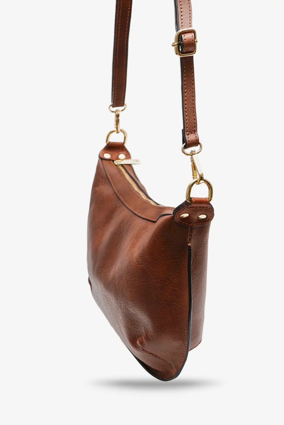 Cherry Paris Halfmoon Bag in Braun , echtes Rindsleder