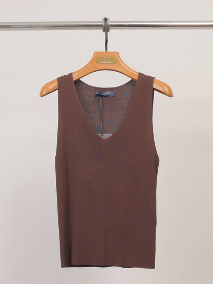 V-Neck Tank Top – Basicshirt in Strick in verschiedenen Farben, Einheitsgröße