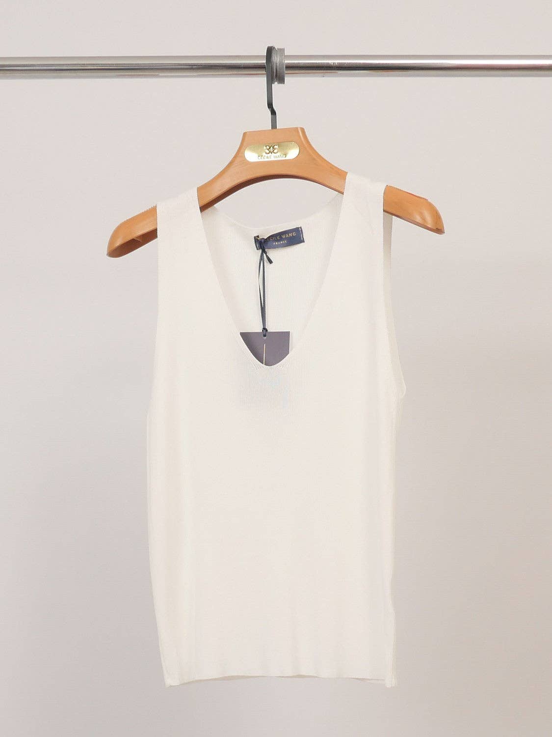 V-Neck Tank Top – Basicshirt in Strick in verschiedenen Farben, Einheitsgröße