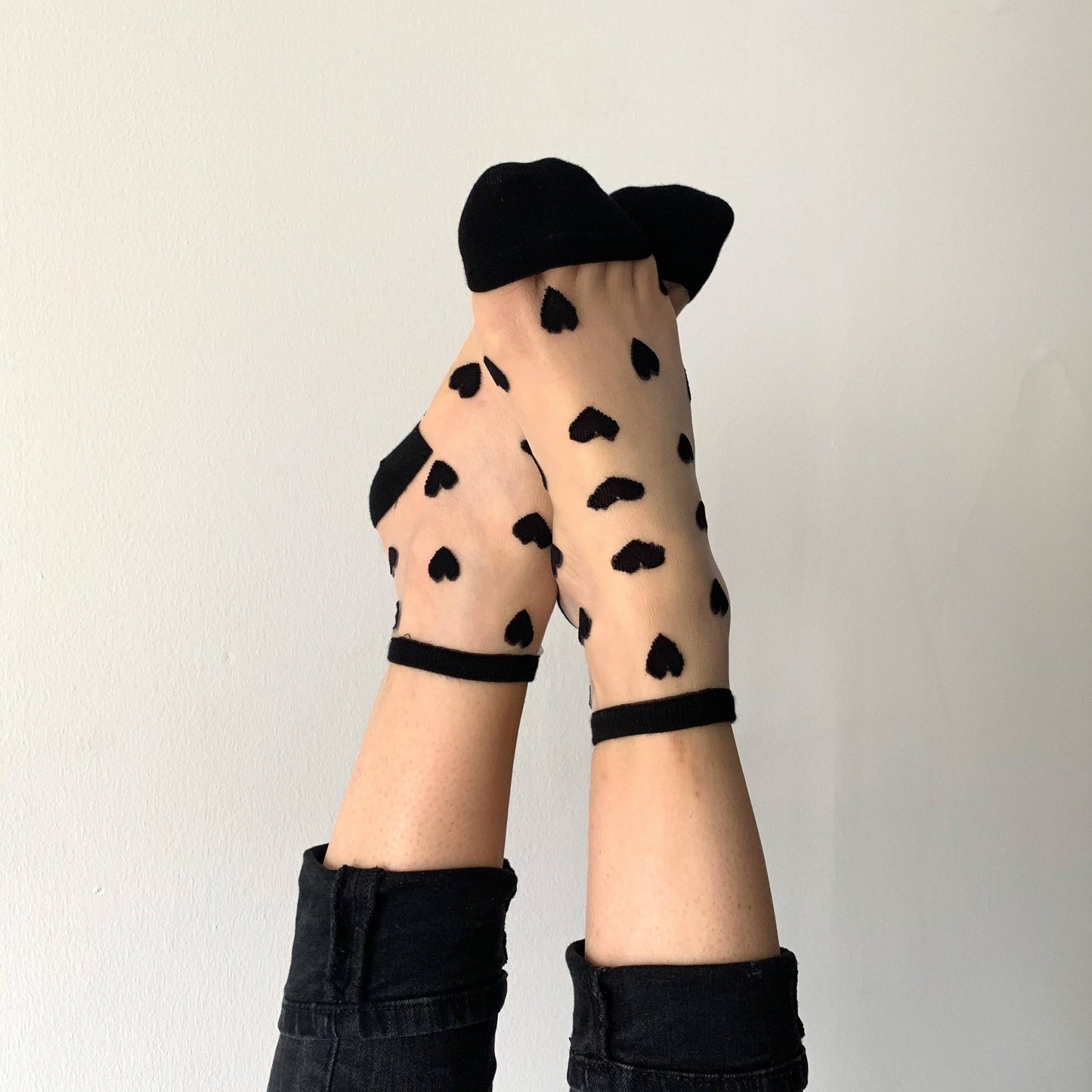 Schwarze Herzsocken - LAURE Söckchen