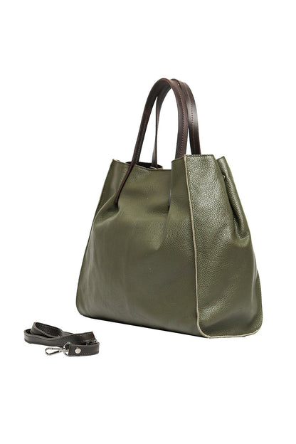 Cherry Paris-Handtasche aus genarbtem Rindsleder in oliv