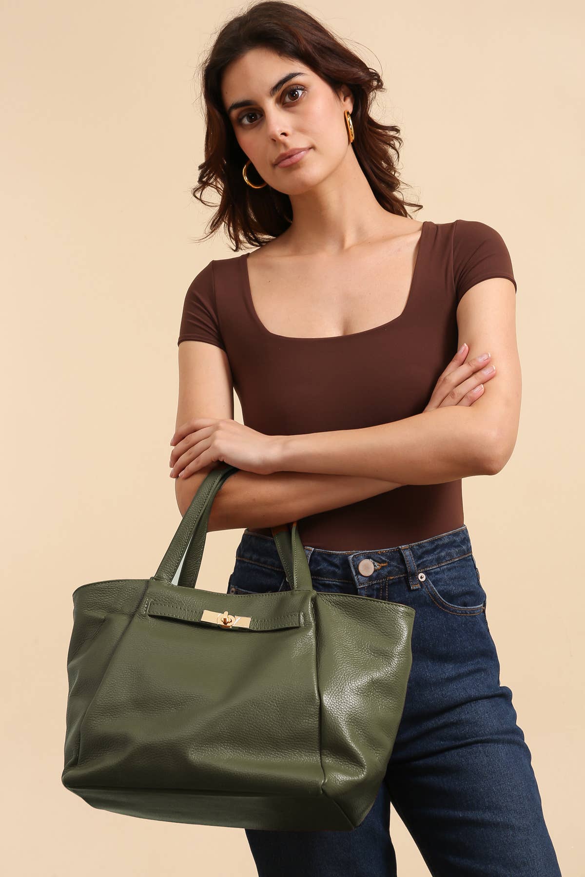 Tasche Aria in Cognac, echtes Leder