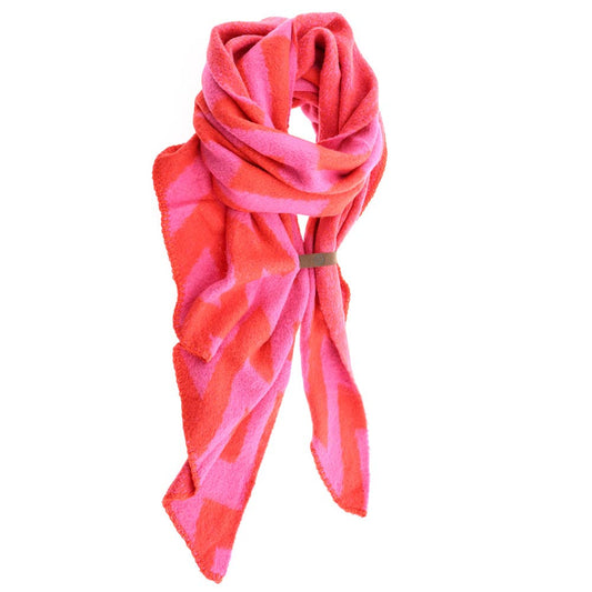 Lot83- Schal Damen Zickzack in Rot Pink, kuschelig weich