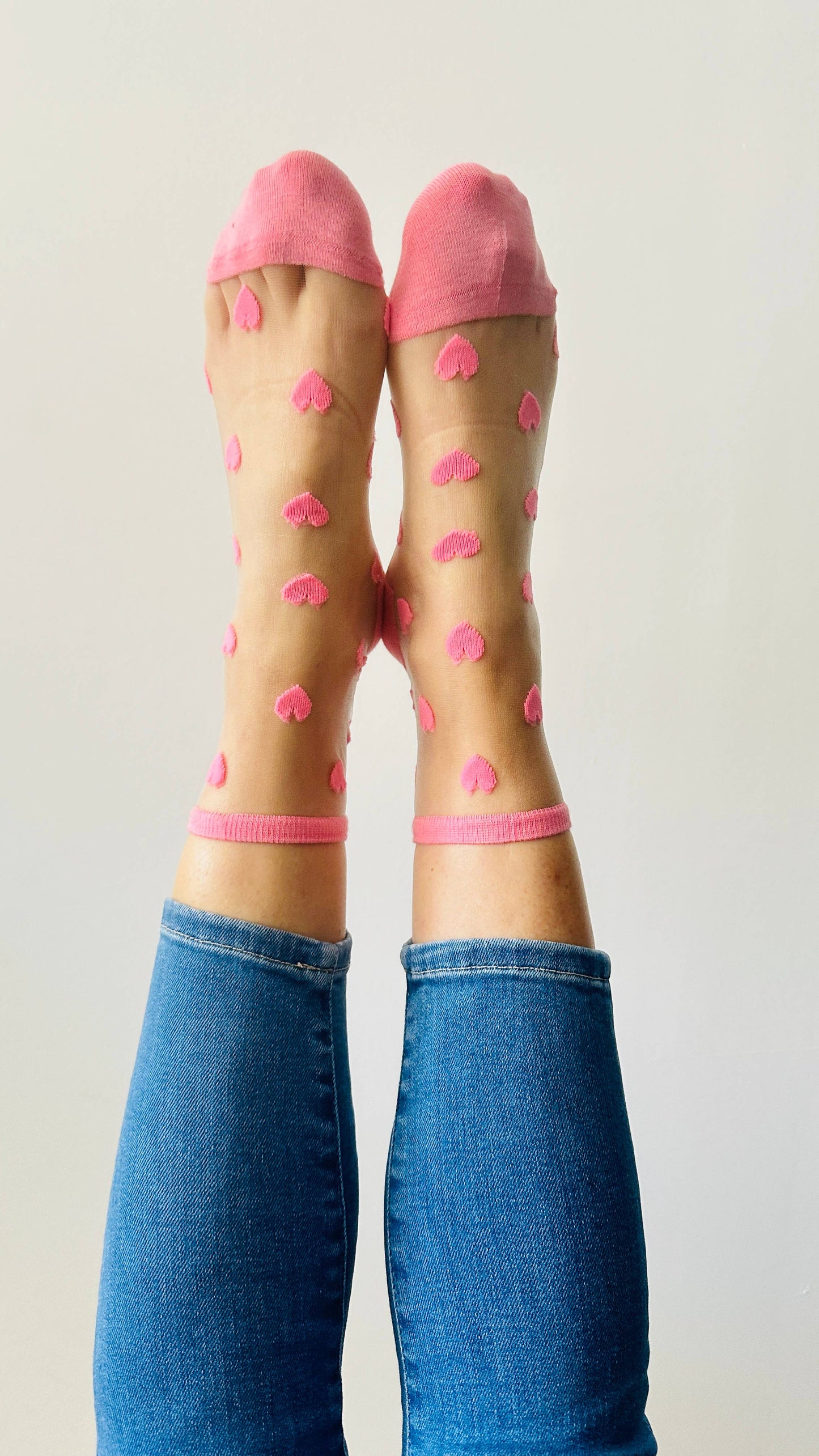 Sockette: Laure Socken mit korallenrosa Herzen - Socken