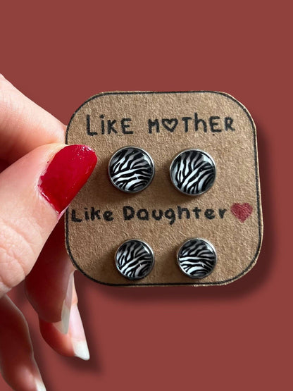 Zebra-Herz Ohrstecker Set „Telle Mère – Telle Fille“ | Dans l’air du temps bijoux