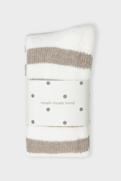 Moshi Moshi Mind- Kaschmimix Polarsocken in ecru/taupe: 36/38